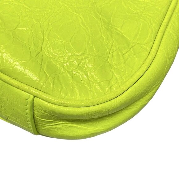 Auth BALENCIAGA Le Cagor 6958141 Neon Yellow Leather Shoulder Bag - Picture 3 of 16